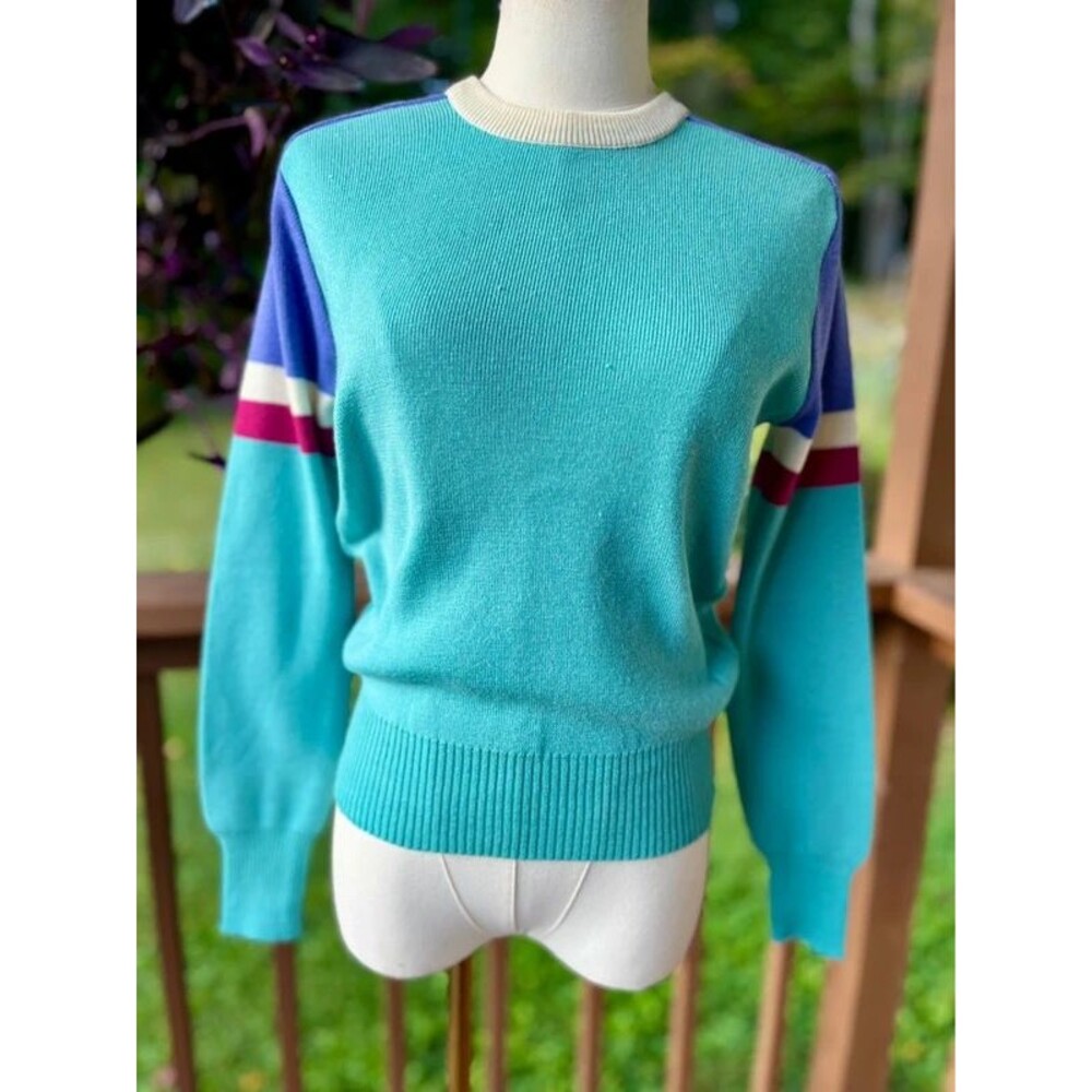 Vintage 80s Tyrolia by HEAD Colorblock Ski Sweater Wool Blend